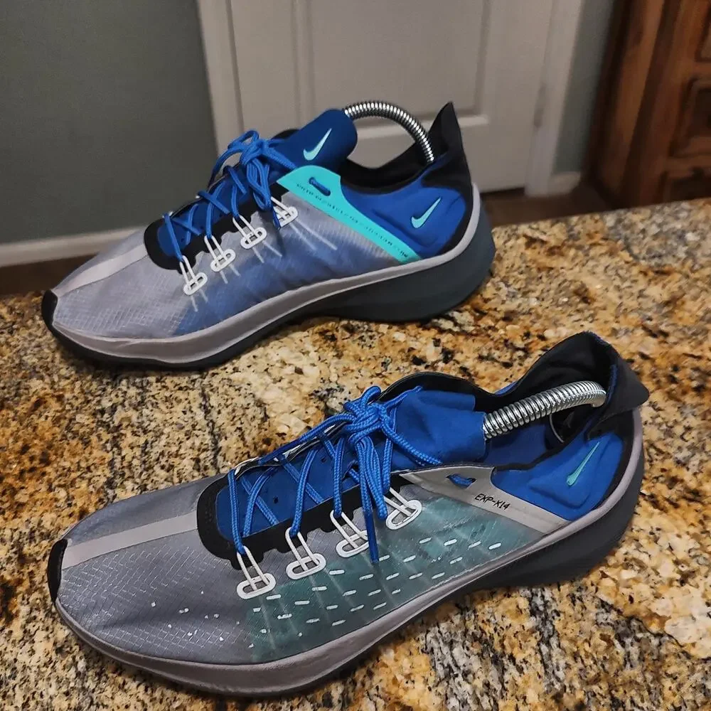 Rare Nike EXP-X14 Sneakers Blue Size 8.5 ID A01554-005 Black Soles 2018